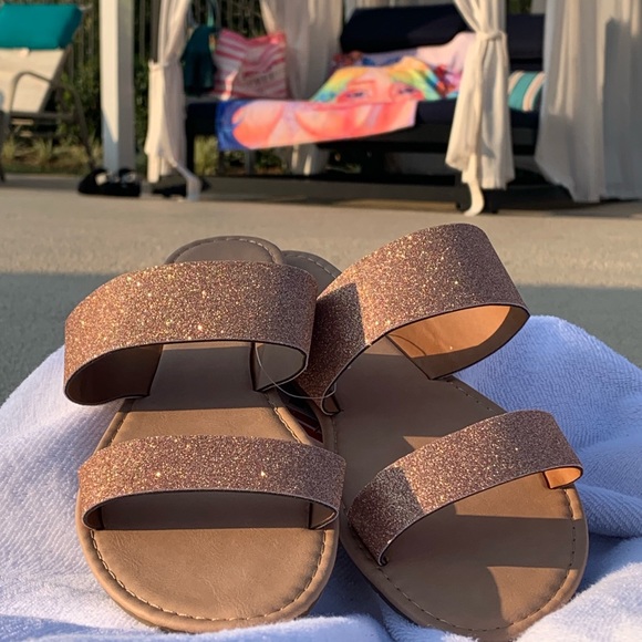 Icing Shoes - 5/$30! MIX & MATCH! ICING ROSE GOLD GLITTER Slip-On Sandals!